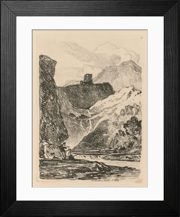 Framed Print : Liber Studiorum: Plate 12, Dolbadern Castle, Llanberris Lake, North Wales, 1838. Creator Framed Print : Liber Studiorum: Plate 12, Dolbadern Castle, Llanberris Lake, North Wales, 1838. Creator
