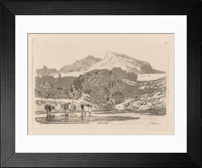 Framed Print : Liber Studiorum: Plate 21, View in North Wales, 1838. Creator: John Sell Cotman (British Framed Print : Liber Studiorum: Plate 21, View in North Wales, 1838. Creator: John Sell Cotman (British