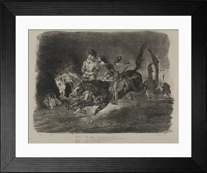 Framed Print : Illustrations for Faust: Faust and Mephistopheles horse riding on the Sabbath, 1828 Framed Print : Illustrations for Faust: Faust and Mephistopheles horse riding on the Sabbath, 1828