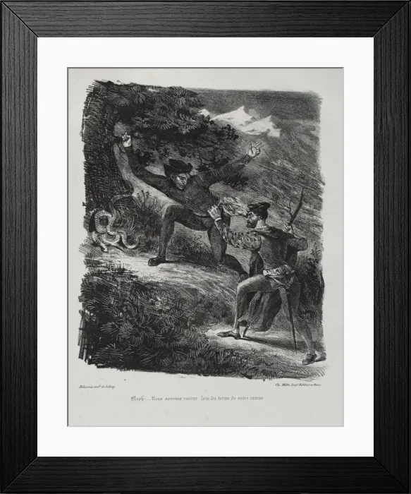 Framed Print : Illustrations for Faust: Faust and Mephistopheles in the mountains of the Hartz Framed Print : Illustrations for Faust: Faust and Mephistopheles in the mountains of the Hartz
