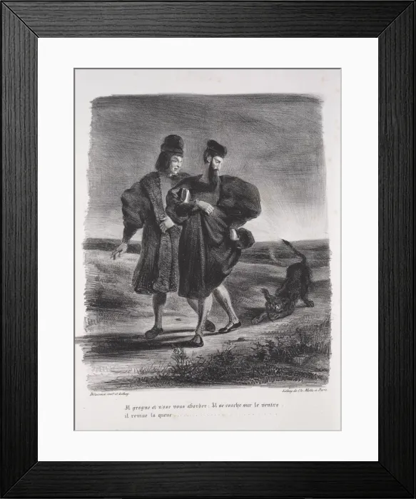 Framed Print : Illustrations for Faust: Faust, Mephistophele and the barbet, 1828 Framed Print : Illustrations for Faust: Faust, Mephistophele and the barbet, 1828