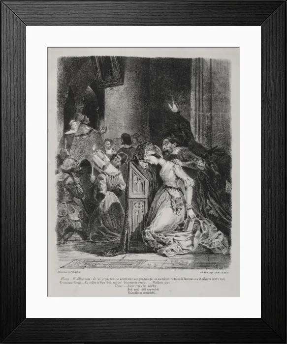Framed Print : Illustrations for Faust: Marguerite at church, 1828. Creator: Eugene Delacroix (French Framed Print : Illustrations for Faust: Marguerite at church, 1828. Creator: Eugene Delacroix (French