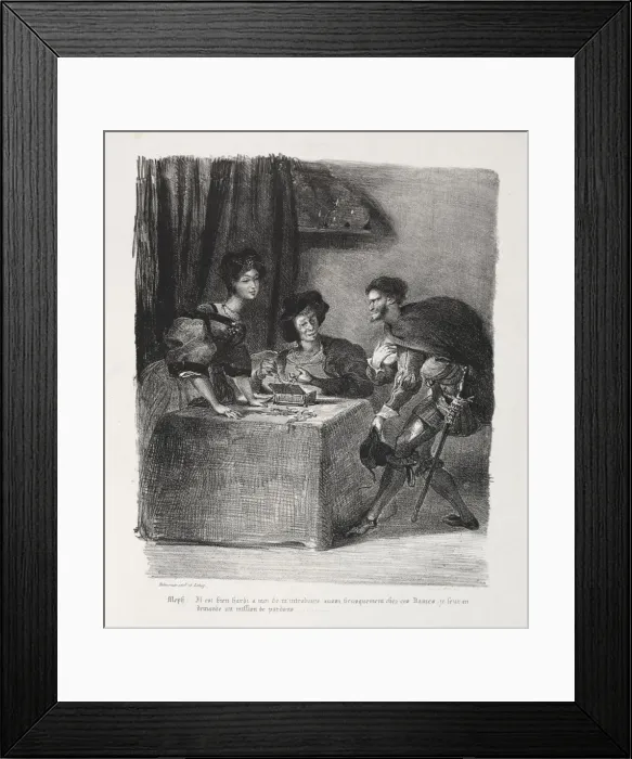 Framed Print : Illustrations for Faust: Mephistopheles is at Marthe, 1828 Framed Print : Illustrations for Faust: Mephistopheles is at Marthe, 1828