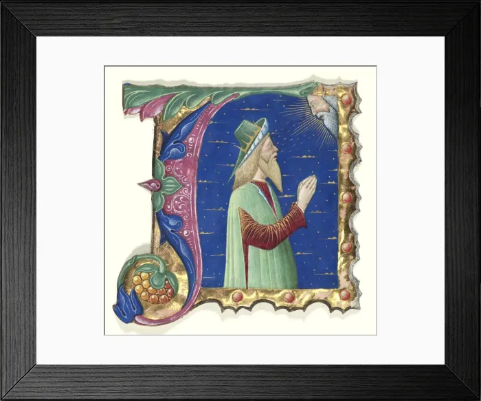 Framed Print : Initial A from a Choral Book with King David, c Framed Print : Initial A from a Choral Book with King David, c