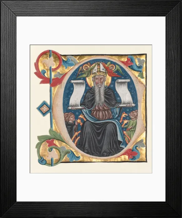 Framed Print : Initial C Excised from a Choral Book: St. Anthony with Antonite Friars, c. 1400-1440 Framed Print : Initial C Excised from a Choral Book: St. Anthony with Antonite Friars, c. 1400-1440