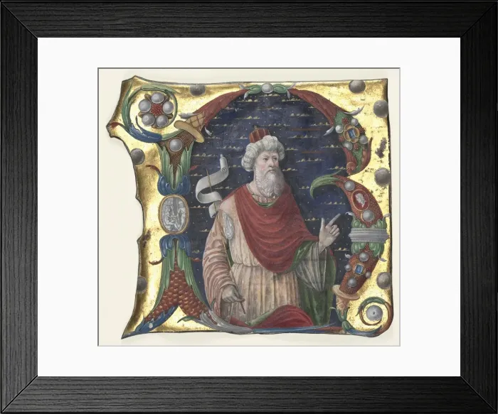 Framed Print : Initial R from a Choral Book with King David(?), c Framed Print : Initial R from a Choral Book with King David(?), c