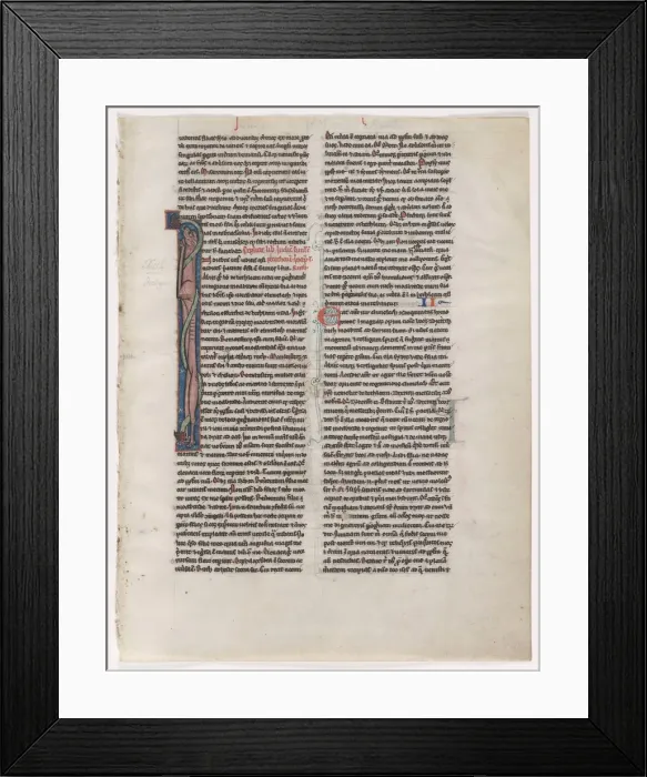 Framed Print : Initial I: Entwined Beast and Serpent: Leaf from a Bible (2 of 2 Excised Leaves), c Framed Print : Initial I: Entwined Beast and Serpent: Leaf from a Bible (2 of 2 Excised Leaves), c