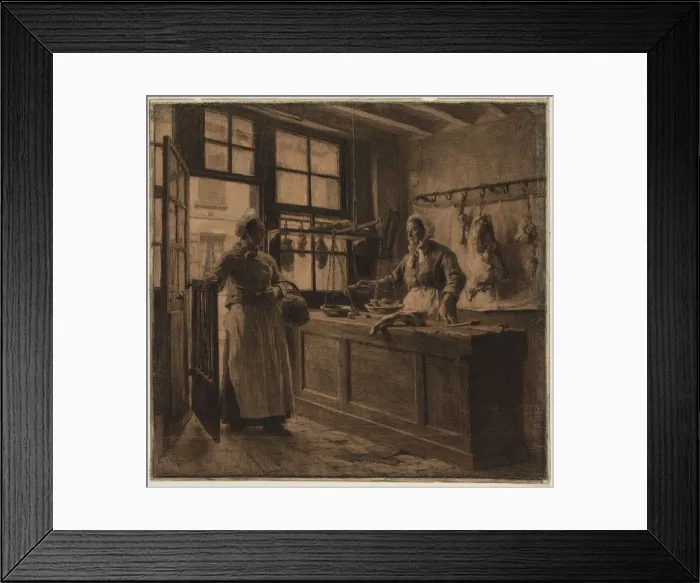 Framed Print : Interior of a Butcher Shop, c. 1881. Creator: Leon Augustin Lhermitte (French, 1844-1925) Framed Print : Interior of a Butcher Shop, c. 1881. Creator: Leon Augustin Lhermitte (French, 1844-1925)