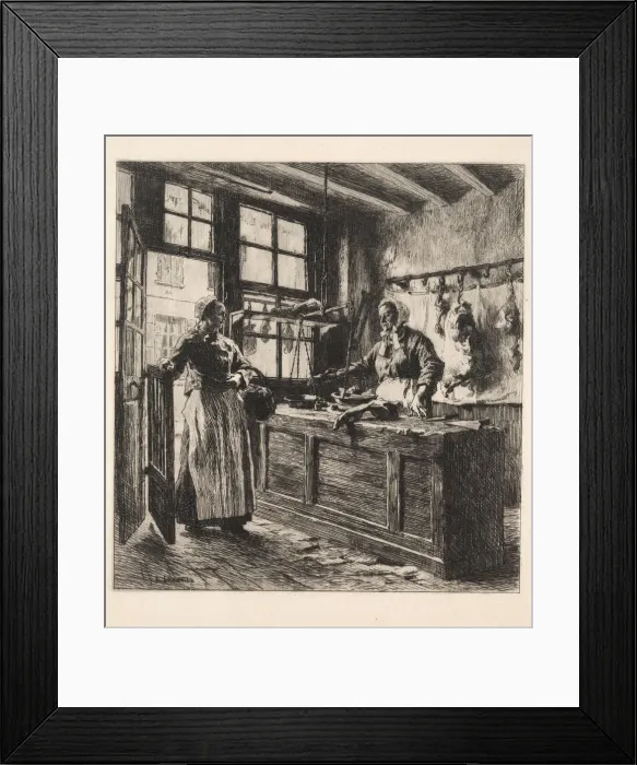 Framed Print : Interior of a Butcher Shop. Creator: Leon Augustin Lhermitte (French, 1844-1925) Framed Print : Interior of a Butcher Shop. Creator: Leon Augustin Lhermitte (French, 1844-1925)