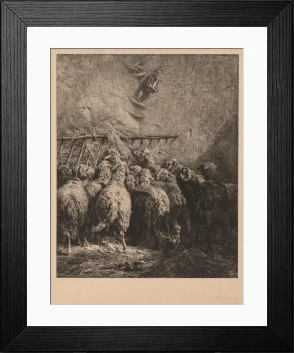 Framed Print : Interior of Sheep Enclosure. Creator: Charles-Emile Jacque (French, 1813-1894) Framed Print : Interior of Sheep Enclosure. Creator: Charles-Emile Jacque (French, 1813-1894)
