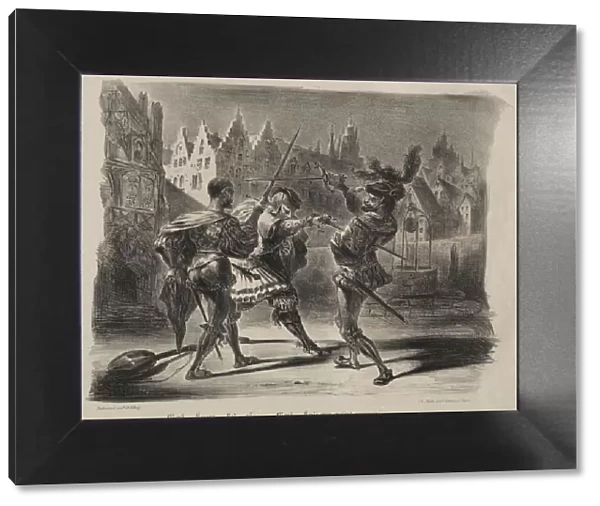 Illustrations for Faust: Duel of Faust and of Valentin, 1828. Creator: Eugene Delacroix
