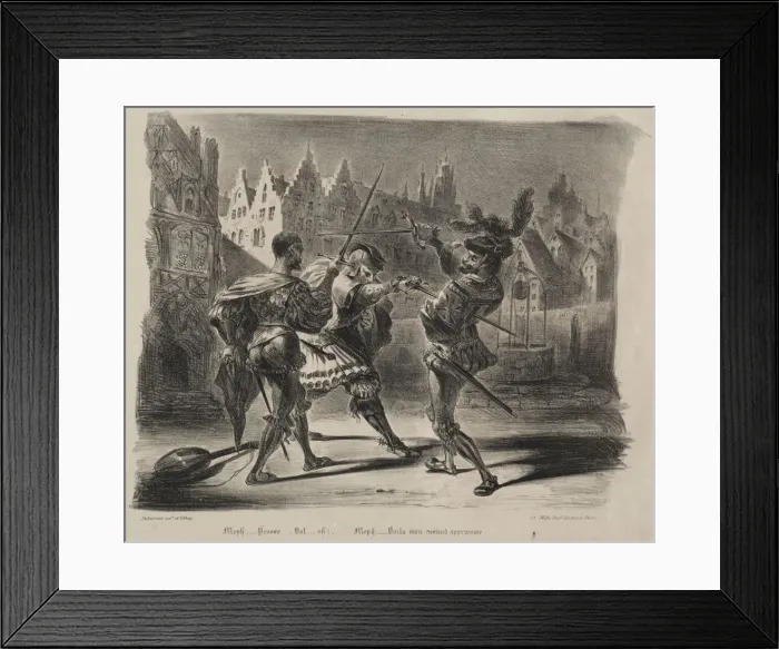 Framed Print : Illustrations for Faust: Duel of Faust and of Valentin, 1828. Creator: Eugene Delacroix Framed Print : Illustrations for Faust: Duel of Faust and of Valentin, 1828. Creator: Eugene Delacroix