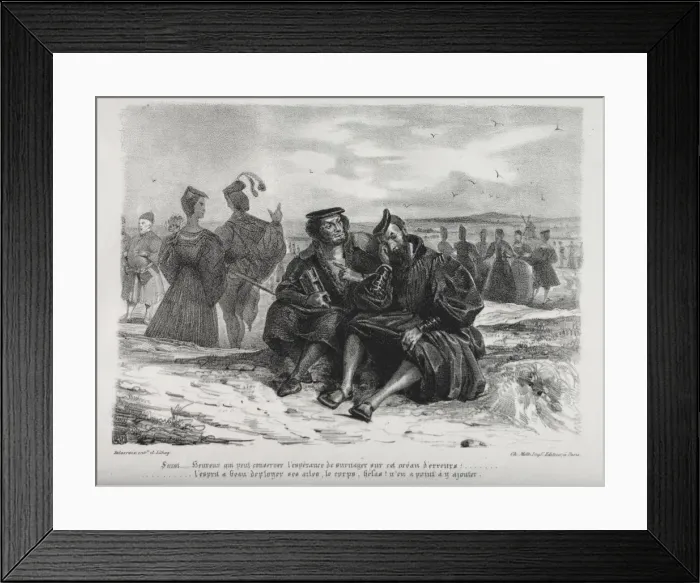 Framed Print : Illustrations for Faust: Faust and Wagner, 1828. Creator: Eugene Delacroix (French Framed Print : Illustrations for Faust: Faust and Wagner, 1828. Creator: Eugene Delacroix (French