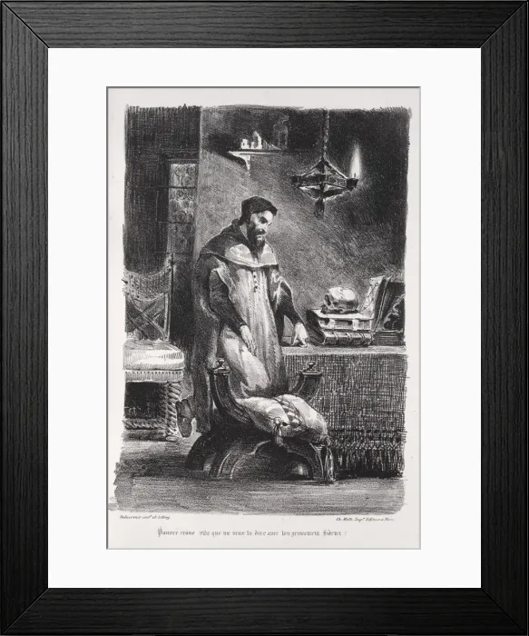Framed Print : Illustrations for Faust: Faust in his dressing-room, 1828. Creator: Eugene Delacroix (French Framed Print : Illustrations for Faust: Faust in his dressing-room, 1828. Creator: Eugene Delacroix (French
