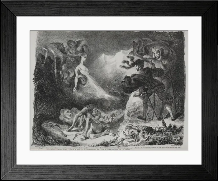 Framed Print : Illustrations for Faust: Marguerites shadow appears to Faust, 1828 Framed Print : Illustrations for Faust: Marguerites shadow appears to Faust, 1828