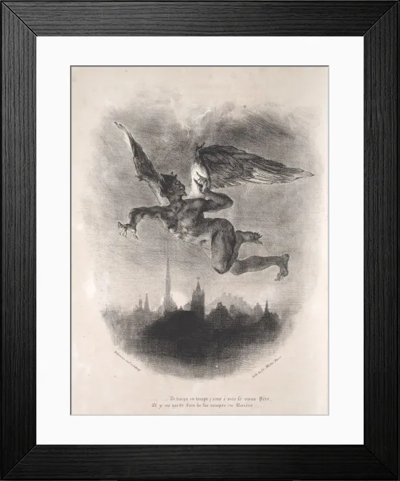 Framed Print : Illustrations for Faust: Mephistopheles in the air, 1828 Framed Print : Illustrations for Faust: Mephistopheles in the air, 1828