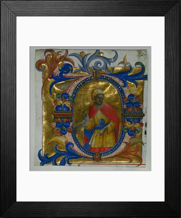 Framed Print : Initial D[eus in loco] with a Prophet Excised from a Gradual, 1409-10. Creator: Lorenzo Monaco