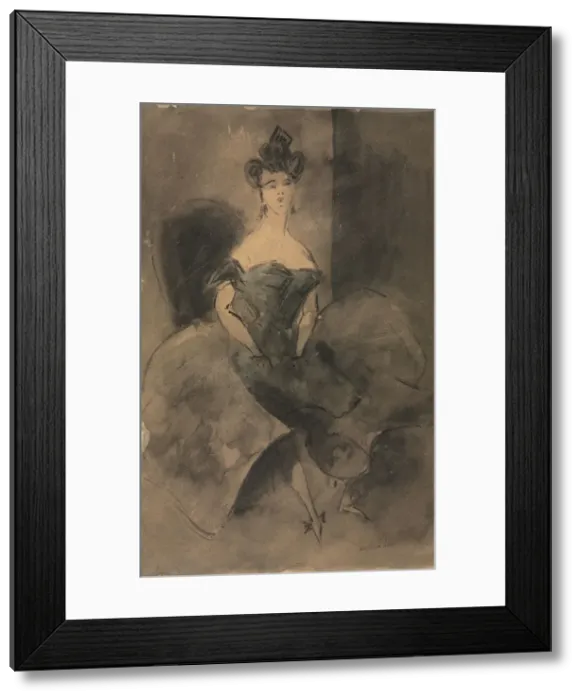 Framed Print : In Expectation, 1800s. Creator: Constantin Guys (French, 1805-1892) Framed Print : In Expectation, 1800s. Creator: Constantin Guys (French, 1805-1892)
