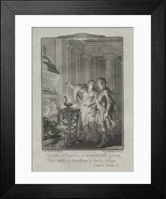 Framed Print : In the Grotto of Merlin, the Magician, 1771. Creator: Nicolas Delaunay (French, 1739-1792) Framed Print : In the Grotto of Merlin, the Magician, 1771. Creator: Nicolas Delaunay (French, 1739-1792)
