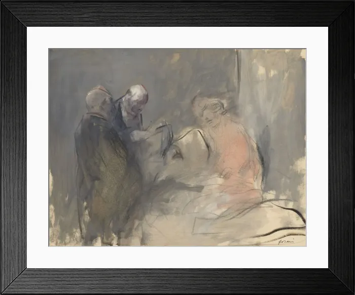 Framed Print : In the Hospital (recto) Sketch for In the Hospital (verso), fourth quarter 1800s or Framed Print : In the Hospital (recto) Sketch for In the Hospital (verso), fourth quarter 1800s or