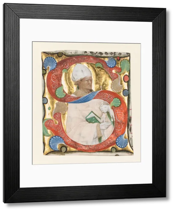 Framed Print : Initials from a Gradual: St. Augustine, c. 1420. Creator: Master of the Murano Gradual (Italian) Framed Print : Initials from a Gradual: St. Augustine, c. 1420. Creator: Master of the Murano Gradual (Italian)