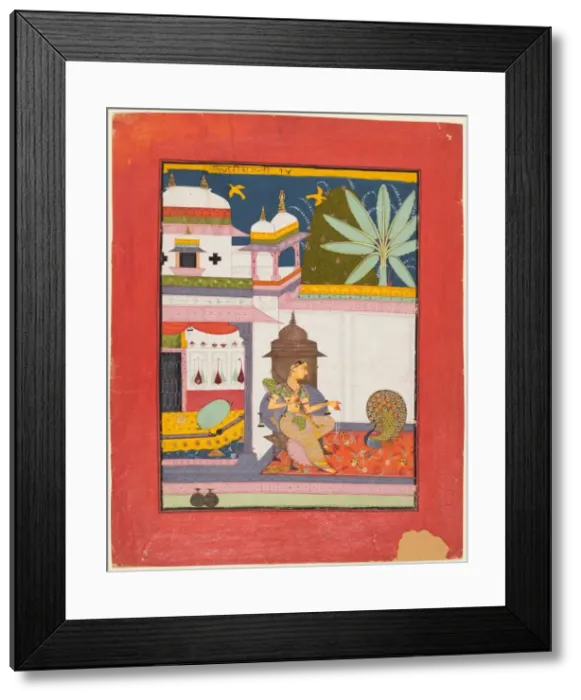 Framed Print : Page from a Ragamala series: Gujari Ragini, c. 1680. Creator: Unknown Framed Print : Page from a Ragamala series: Gujari Ragini, c. 1680. Creator: Unknown