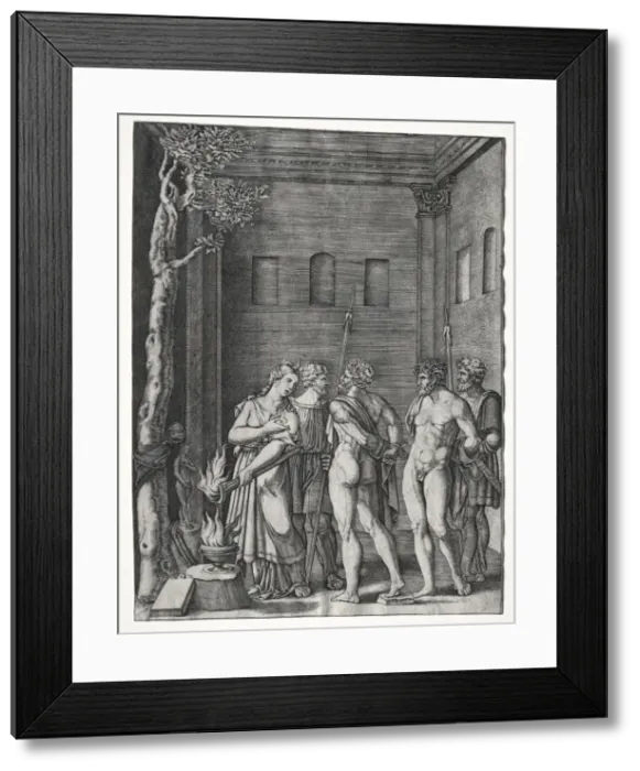 Framed Print : Orestes and Pylades brought to Iphigenia for Sacrifice, 1514 / 1536. Creator: Agostino Musi (Italian Framed Print : Orestes and Pylades brought to Iphigenia for Sacrifice, 1514 / 1536. Creator: Agostino Musi (Italian