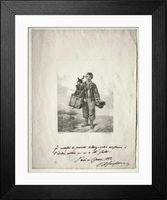 Framed Print : Organ-Grinder Boy. Creator: Alois Senefelder (German, 1771-1834) Framed Print : Organ-Grinder Boy. Creator: Alois Senefelder (German, 1771-1834)