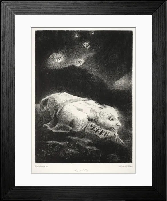Framed Print : Origins: When Life Was Awakening in the Depths of Obscure Matter, 1883. Creator: Odilon Redon Framed Print : Origins: When Life Was Awakening in the Depths of Obscure Matter, 1883. Creator: Odilon Redon