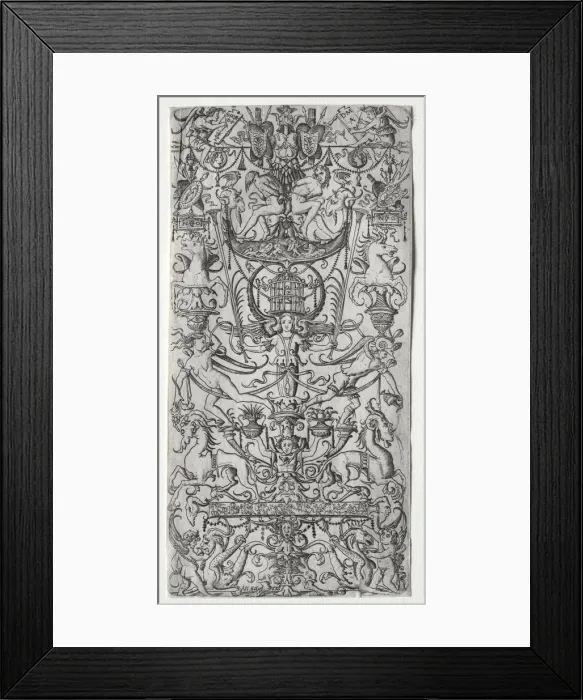 Framed Print : Ornament Panel with a Bird Cage, c. 1500-1512. Creator: Nicoletto da Modena (Italian) Framed Print : Ornament Panel with a Bird Cage, c. 1500-1512. Creator: Nicoletto da Modena (Italian)
