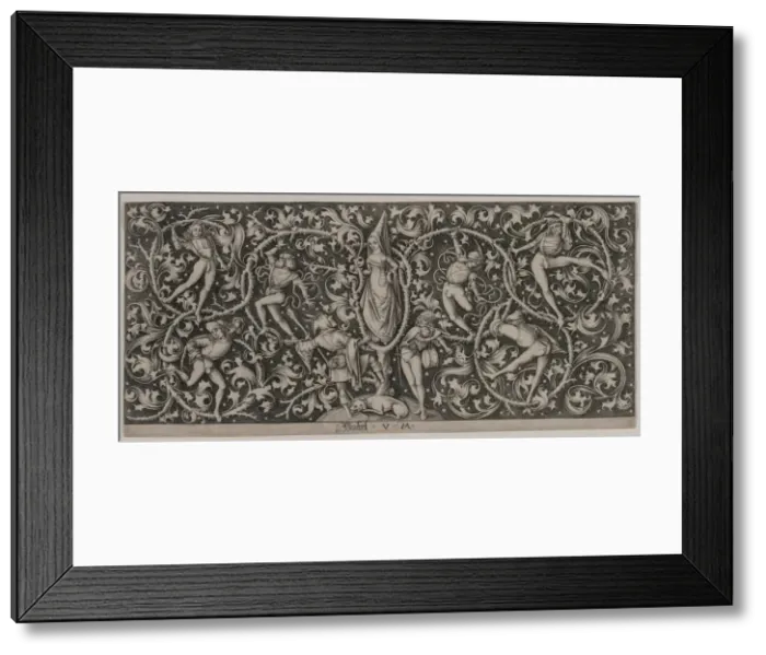 Framed Print : Ornament with Dance of the Lovers. Creator: Israhel van Meckenem (German, c. 1440-1503) Framed Print : Ornament with Dance of the Lovers. Creator: Israhel van Meckenem (German, c. 1440-1503)