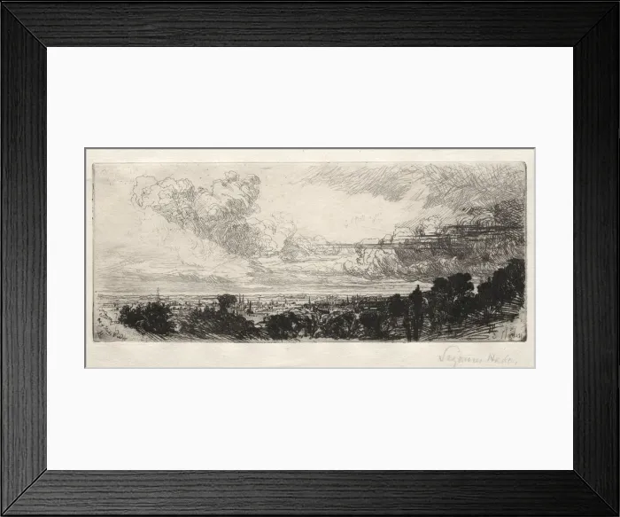 Framed Print : Out of Study Window, 1862. Creator: Francis Seymour Haden (British, 1818-1910) Framed Print : Out of Study Window, 1862. Creator: Francis Seymour Haden (British, 1818-1910)
