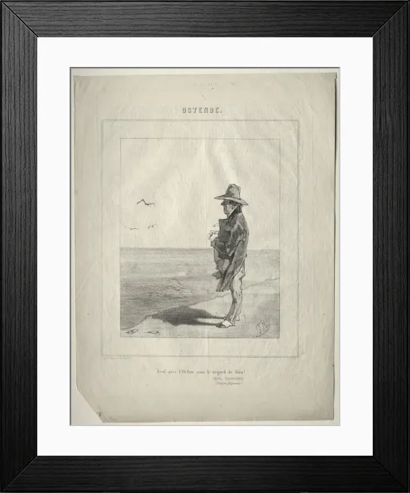 Framed Print : Ostend. Seul avec locean sous le regard de Dieu!. Creator: Felicien Rops (Belgian, 1833-1898) Framed Print : Ostend. Seul avec locean sous le regard de Dieu!. Creator: Felicien Rops (Belgian, 1833-1898)