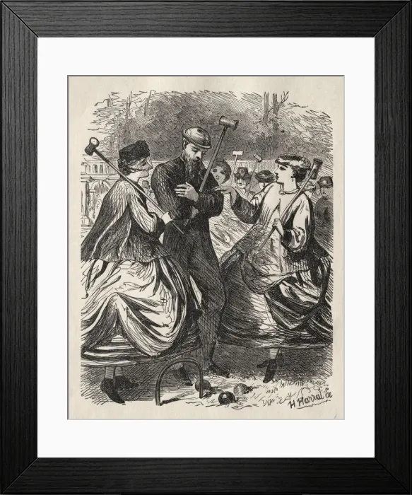 Framed Print : Our Croquet Party, 1864. Creator: George Louis Palmella Busson Du Maurier (British, 1834-1896) Framed Print : Our Croquet Party, 1864. Creator: George Louis Palmella Busson Du Maurier (British, 1834-1896)