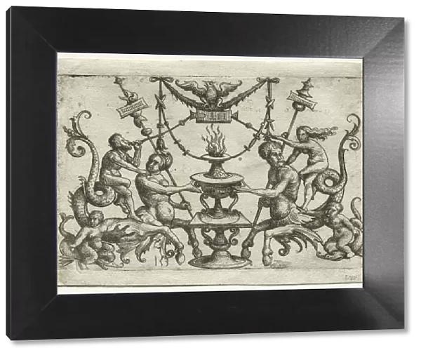 Ornament with Siren and Triton. Creator: Daniel I Hopfer (German, c. 1470-1536)