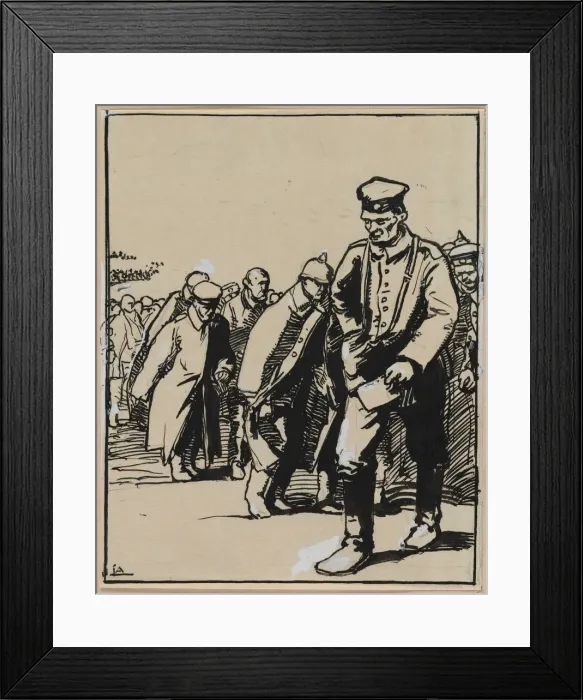Framed Print : Marche dun groupe de prisonniers allemands, 1914. Creator: Auguste Louis Lepere (French Framed Print : Marche dun groupe de prisonniers allemands, 1914. Creator: Auguste Louis Lepere (French