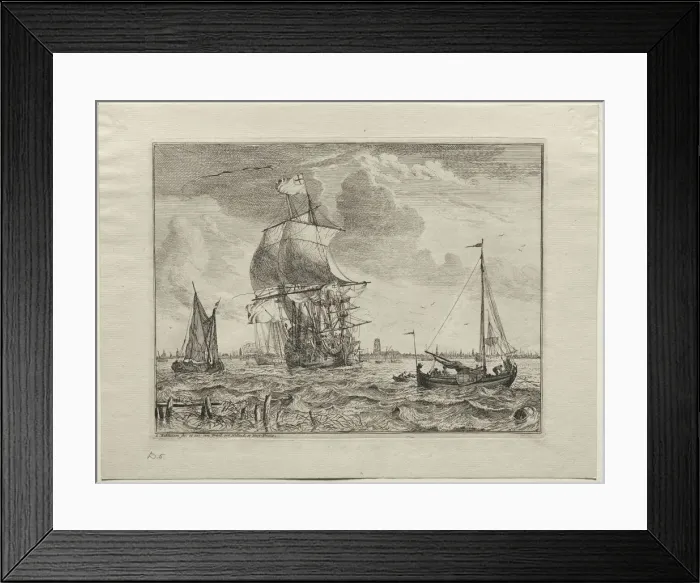 Framed Print : Marine Scene with Amsterdam in the Distance, 1701. Creator: Ludolf Backhuysen (Dutch Framed Print : Marine Scene with Amsterdam in the Distance, 1701. Creator: Ludolf Backhuysen (Dutch