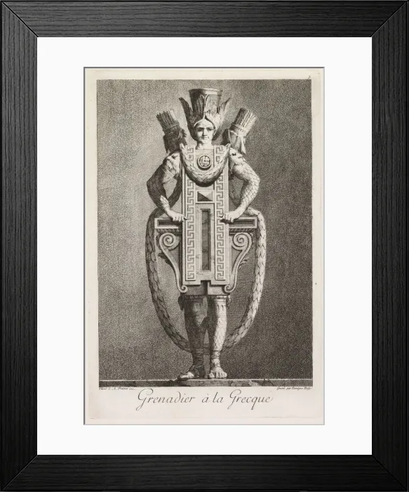 Framed Print : Mascarade a la Grecque: Grenadier a la Grecque (Plate 3), 1771. Creator Framed Print : Mascarade a la Grecque: Grenadier a la Grecque (Plate 3), 1771. Creator