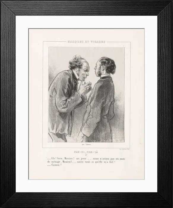 Framed Print : Masques et Visages: Par-ci, Par-la, 1850s. Creator: Paul Gavarni (French, 1804-1866) Framed Print : Masques et Visages: Par-ci, Par-la, 1850s. Creator: Paul Gavarni (French, 1804-1866)