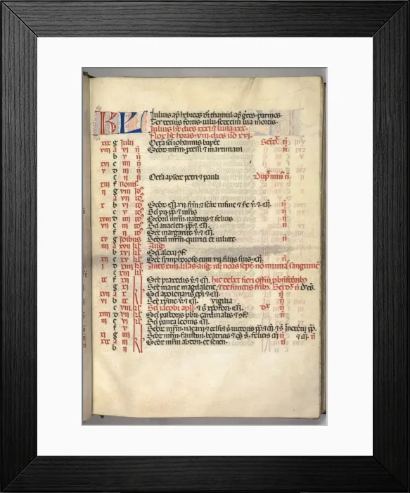 Framed Print : Missale: Fol. 6r: July Calendar Page, 1469. Creator: Bartolommeo Caporali (Italian, c Framed Print : Missale: Fol. 6r: July Calendar Page, 1469. Creator: Bartolommeo Caporali (Italian, c