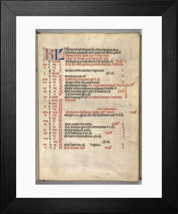 Framed Print : Missale: Fol. 8r: November Calendar Page, 1469. Creator: Bartolommeo Caporali (Italian, c Framed Print : Missale: Fol. 8r: November Calendar Page, 1469. Creator: Bartolommeo Caporali (Italian, c
