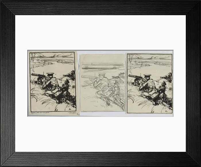 Framed Print : Mitrailleurs anglais, 1914. Creator: Auguste Louis Lepere (French, 1849-1918) Framed Print : Mitrailleurs anglais, 1914. Creator: Auguste Louis Lepere (French, 1849-1918)