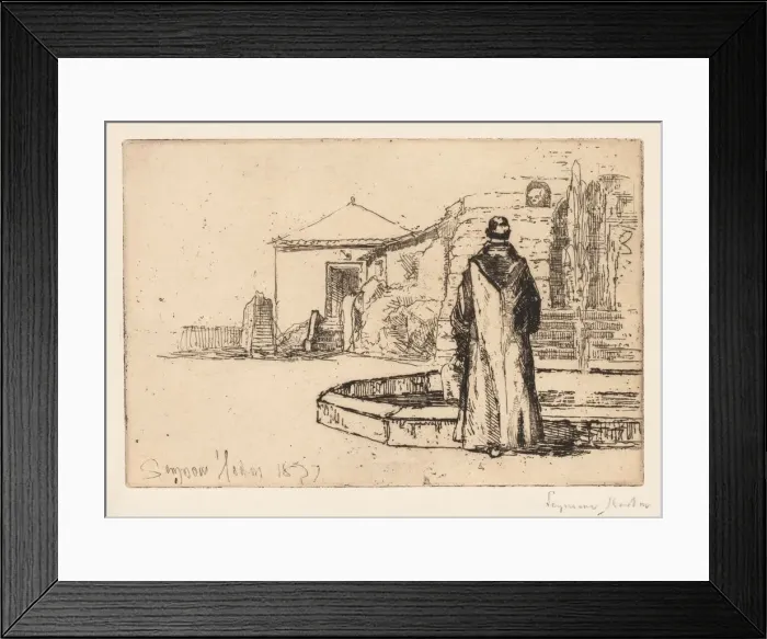 Framed Print : Monk at a Fountain, 1877. Creator: Francis Seymour Haden (British, 1818-1910) Framed Print : Monk at a Fountain, 1877. Creator: Francis Seymour Haden (British, 1818-1910)