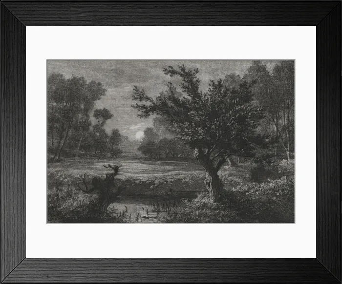 Framed Print : Moonrise in the Andilly Valley, 1845. Creator: Charles Francois Daubigny (French, 1817-1878) Framed Print : Moonrise in the Andilly Valley, 1845. Creator: Charles Francois Daubigny (French, 1817-1878)