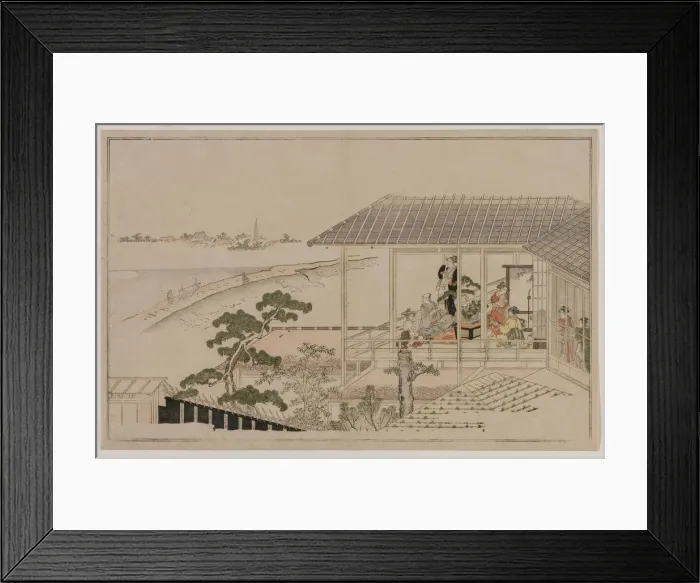 Framed Print : Moonrise Over the Nihon Embankment and the Yoshiwara, 1790. Creator: Kitagawa Utamaro (Japanese Framed Print : Moonrise Over the Nihon Embankment and the Yoshiwara, 1790. Creator: Kitagawa Utamaro (Japanese