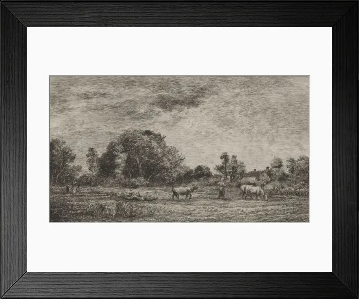 Framed Print : Moonrise, 1861. Creator: Charles Francois Daubigny (French, 1817-1878); Auguste Delatre Framed Print : Moonrise, 1861. Creator: Charles Francois Daubigny (French, 1817-1878); Auguste Delatre
