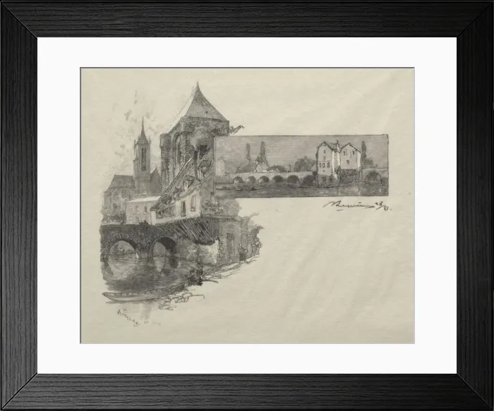 Framed Print : Moret - Le moulin a tan. Creator: Auguste Louis Lepere (French, 1849-1918) Framed Print : Moret - Le moulin a tan. Creator: Auguste Louis Lepere (French, 1849-1918)