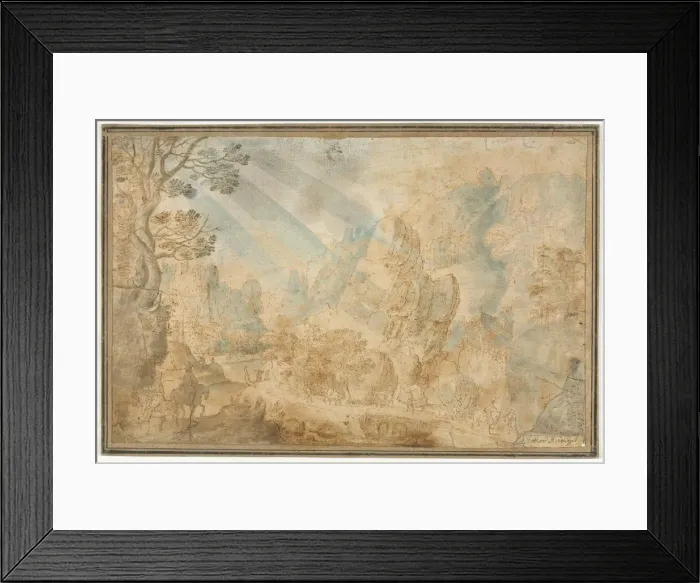 Framed Print : Mountain Landscape with Figures, first half 1600s Framed Print : Mountain Landscape with Figures, first half 1600s
