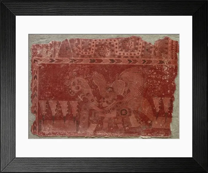 Framed Print : Mural Fragment with Elite Male and Maguey Cactus Leaves, 500-550. Creator: Unknown Framed Print : Mural Fragment with Elite Male and Maguey Cactus Leaves, 500-550. Creator: Unknown