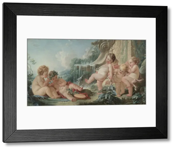 Framed Print : Music and Dance and Cupids in Conspiracy, 1740s. Creator: Francois Boucher (French Framed Print : Music and Dance and Cupids in Conspiracy, 1740s. Creator: Francois Boucher (French